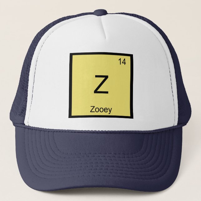 Boné Nome Zooey Química Elemento Tabela Periódica (Frente)