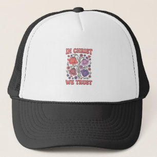 Boné Nós Confiamos em Cristo Desenho Floral Cristão Vet