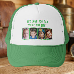Boné Nós te amamos pai 4 fotos branco verde