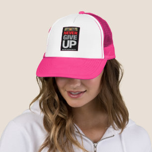 Boné Nunca Desistir Nunca Entregar Quota Branca Rosa Qu