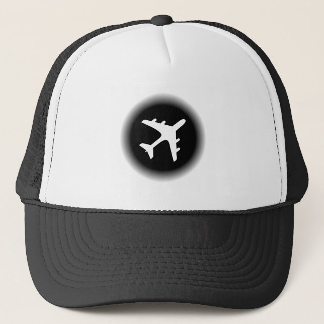 Boné O branco preto desvanece-se design do avião (Frente)