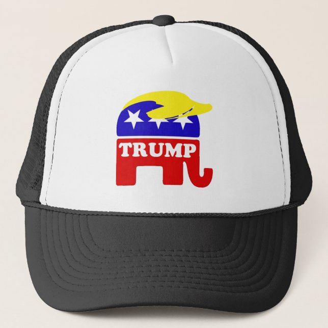 Boné O elefante do republicano do Toupee de Donald (Frente)