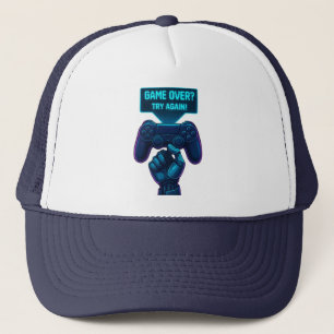Boné O Jogo Acabou? Tente De Novo! Gamer Trucker Hat Fu