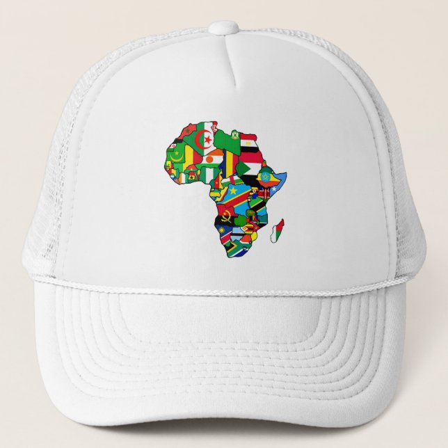 Boné O mapa africano de bandeiras de África dentro do (Frente)