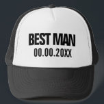 Boné O melhor chapéu de caminhoneiro do Homem para a fe<br><div class="desc">O melhor chapéu de caminhoneiro para festa de casamento solteiro. Bonés de padrinhos de casamento personalizados. Personalize com seu próprio nome ou data. Presentes personalizados para solicitação ou proposta.</div>