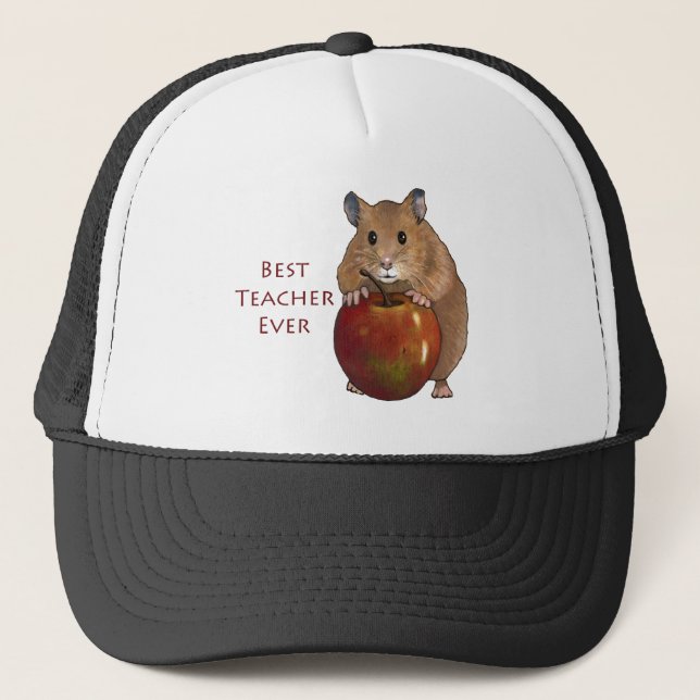 Boné O melhor professor nunca: Hamster com Apple: Arte (Frente)