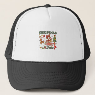Boné O Natal é tudo sobre Jesus, trenó do Papai Noel, R