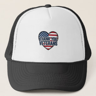 Boné Obrigado Veteranos Coração Patriótico Design Vinta