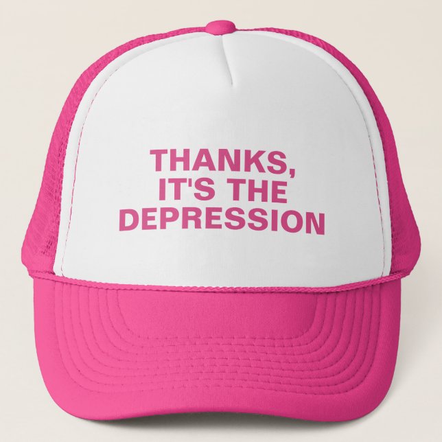 Boné Obrigados É o slogan Sarcástico Rosa de Depressão (Frente)