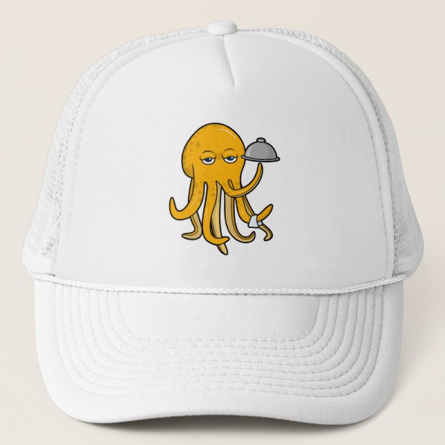 Boné Octopus como garçom com toalha servindo (Frente)