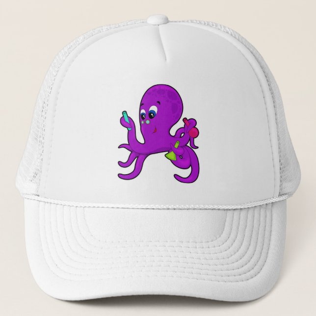 Boné Octopus como professor com equipamento de laborató (Frente)