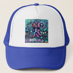 Boné Octopus Floral Teal Coastal Personalizado
