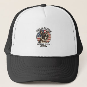 Boné Óculos de sol com bandeira americana do cão clássi