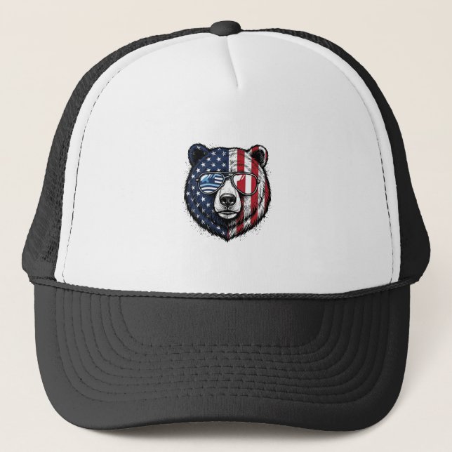 Boné Óculos de Sol do Urso Patriota Camisa Vector Vinta (Frente)
