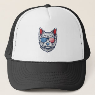 Boné Óculos de sol patrióticos para cães Westie Arte ve