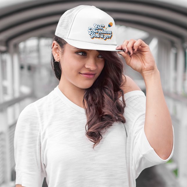 Boné Oh, Os Lugares Que Você Vai! Citação com Balão (Person wearing hat)