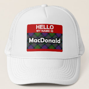 Boné Olá Meu nome é MacDonald Scottish Clan Tartan