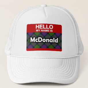 Boné Olá! meu nome é Tartan escocês do clã de McDon