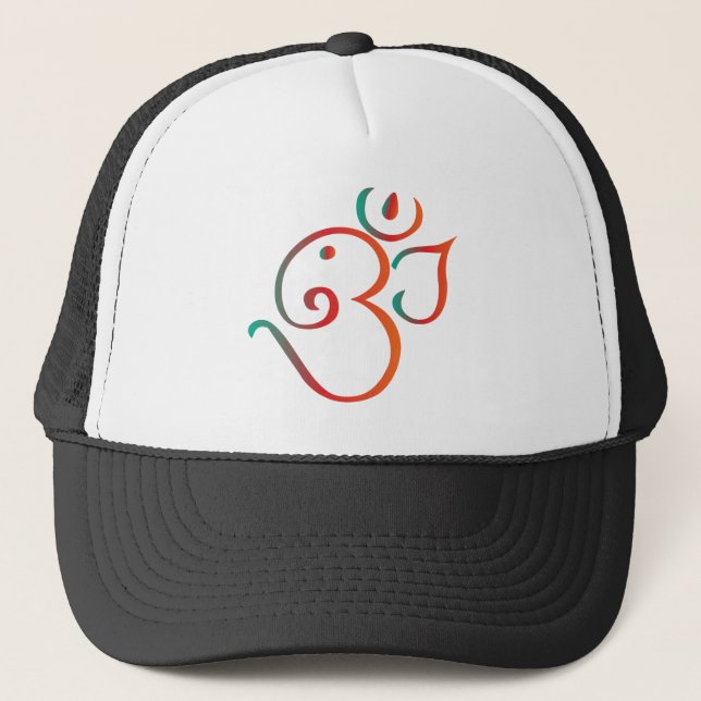 Boné OM-ganpati-verde-alaranjado (Frente)