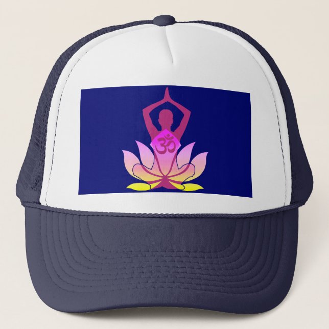 Boné OM Namaste Espiritual Lotus Flower Yoga azul (Frente)