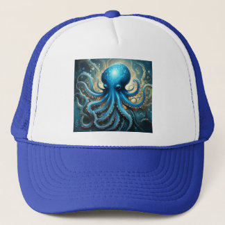 Boné Ondas Celestiais: A Arte Fractal Octopus Azul
