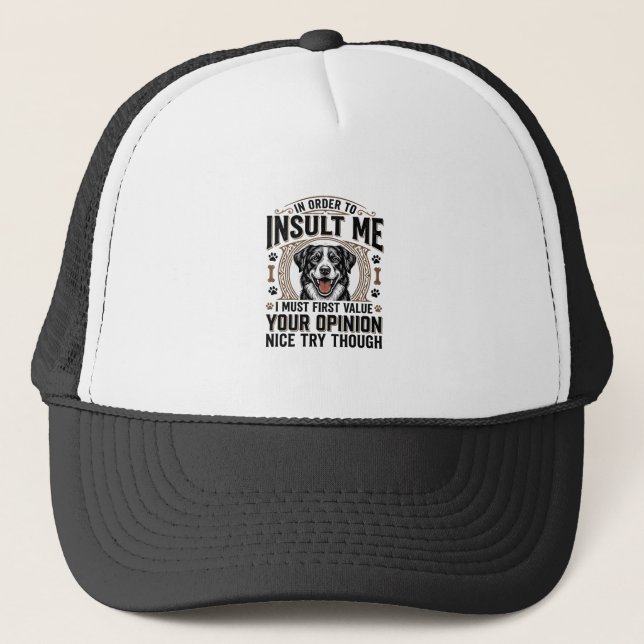 Boné Opinião de cachorro engraçado design de camiseta v (Frente)