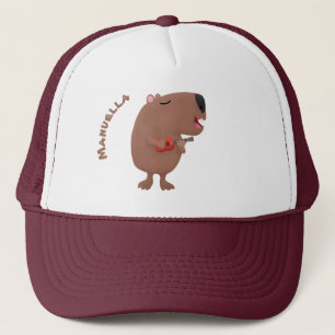 Boné Óptica desenho animado de capybara ukulele