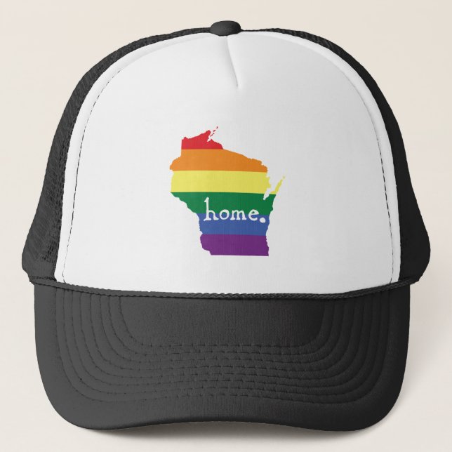 Boné Orgulho gay de Wisconsin | Mapa do lar (Frente)