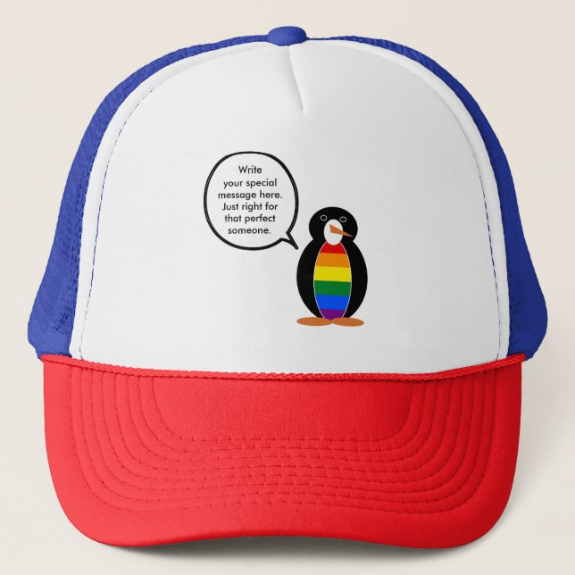 Boné Orgulho Gay Falando Pinguim Personalizado (Frente)