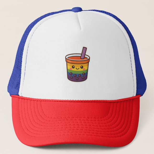 Boné Orgulho LGBTQ+ do Rainbow Bubble Tea (Frente)