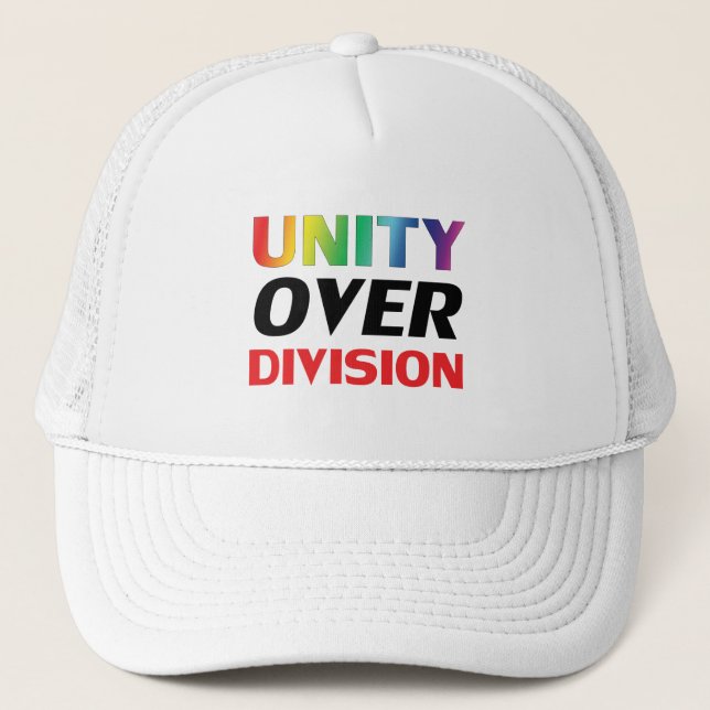 Boné Orgulho "Unity over Division" lgbtq, branco lgbt (Frente)