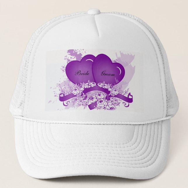 Boné Os corações roxos & as flores personalizaram o (Frente)
