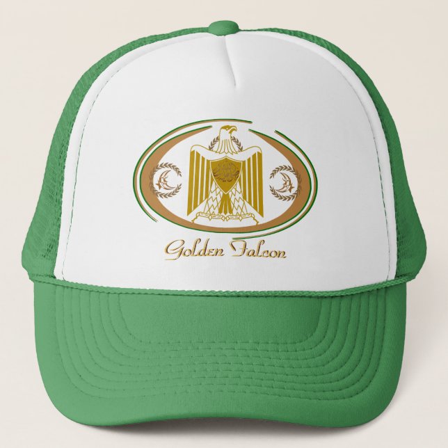 Boné Ouro da Cultura Árabe Falcão Trucker Hat (Frente)