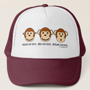 Boné Ouvir não há macacos Mau