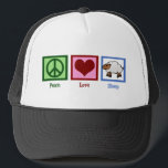 Boné Ovelha de Amor pela Paz<br><div class="desc">Uma design bonito para uma fazenda. Um sinal de paz,  coração,  e uma linda ovelha. Baa!</div>