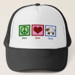 Boné Ovelha de Amor pela Paz<br><div class="desc">Uma design bonito para uma fazenda. Um sinal de paz,  coração,  e uma linda ovelha. Baa!</div>