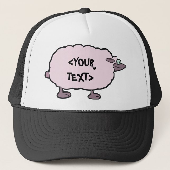 Boné Ovelha Rosa, <YOUR TEXT> (Frente)