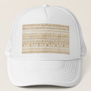 Boné Padrão Africano Dourado Tribal Trendy White