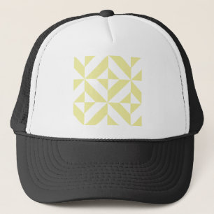 Boné Padrão de Cubo de Deco Geométrico Amarelo Pálido