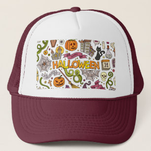 Boné Padrão de Desenho Fofo de Halloween