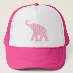 Boné Padrão de elefante rosa feliz moderno