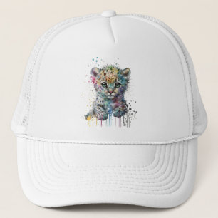 Boné Padrão de leopardo em aquarela marfim minimalista