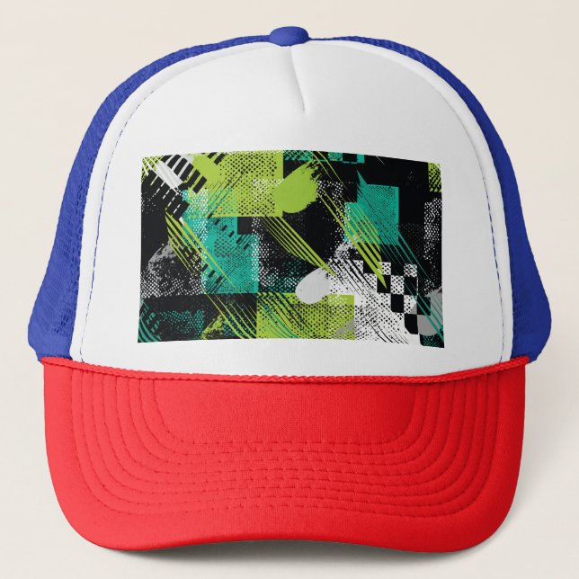 Boné Padrão de stripes de pontos geométricos de abstrat (Frente)