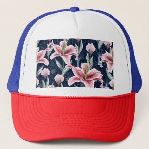Boné Padrão Sem Costura De Flor Rosa.