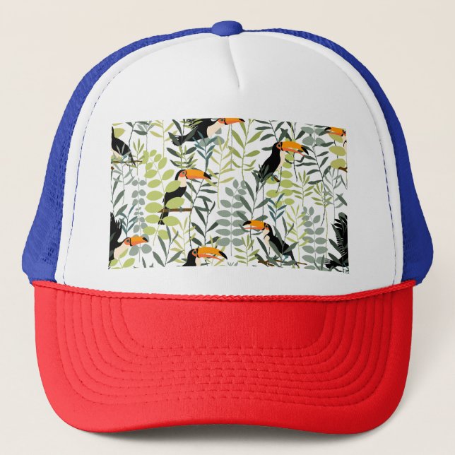 Boné Padrão Vintage Toucans Green Leaves (Frente)