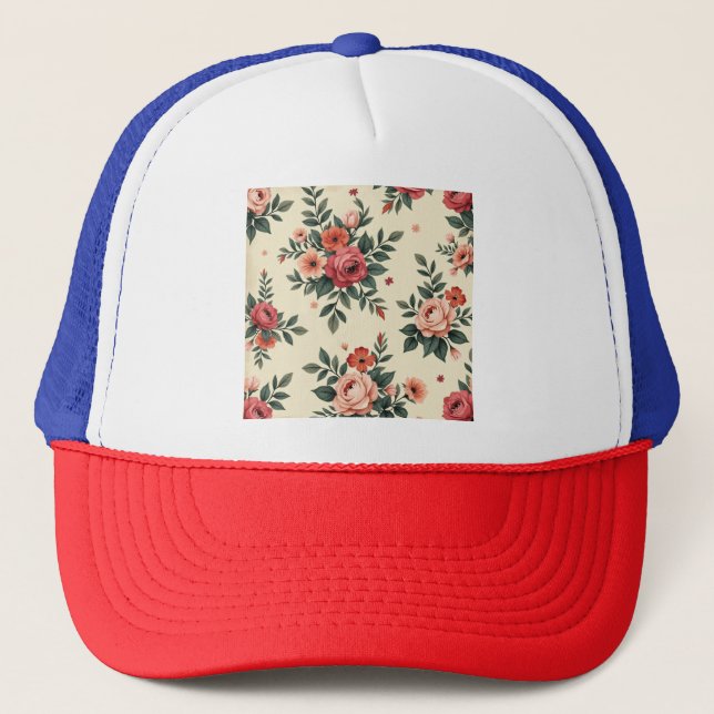Boné Padrões florais vítreos com elegância clássica (Frente)