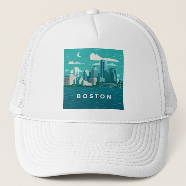 Boné Paisagem Noturna da Cidade de Massachusetts | Cida (Frente)