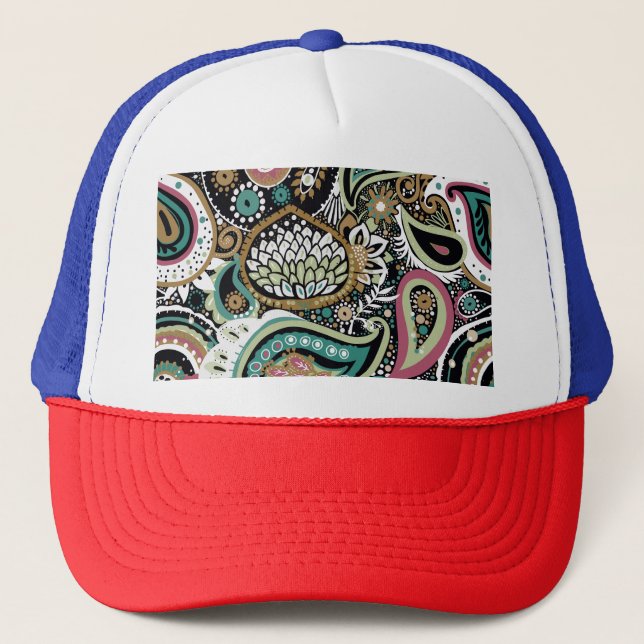 Boné Paisley asiático: design moderno sem costura. (Frente)