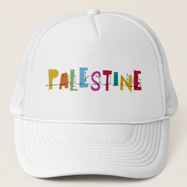 Boné PALESTINA Nome Árabe Colorido  (Frente)