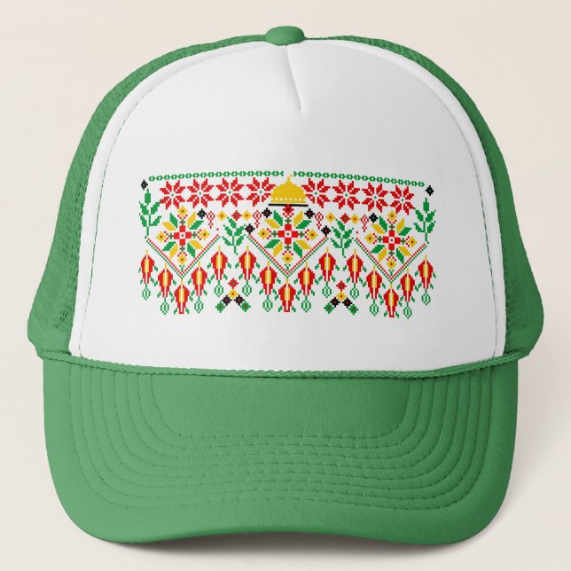 Boné Palestina Tatreez Embroderia Tradicional (Frente)
